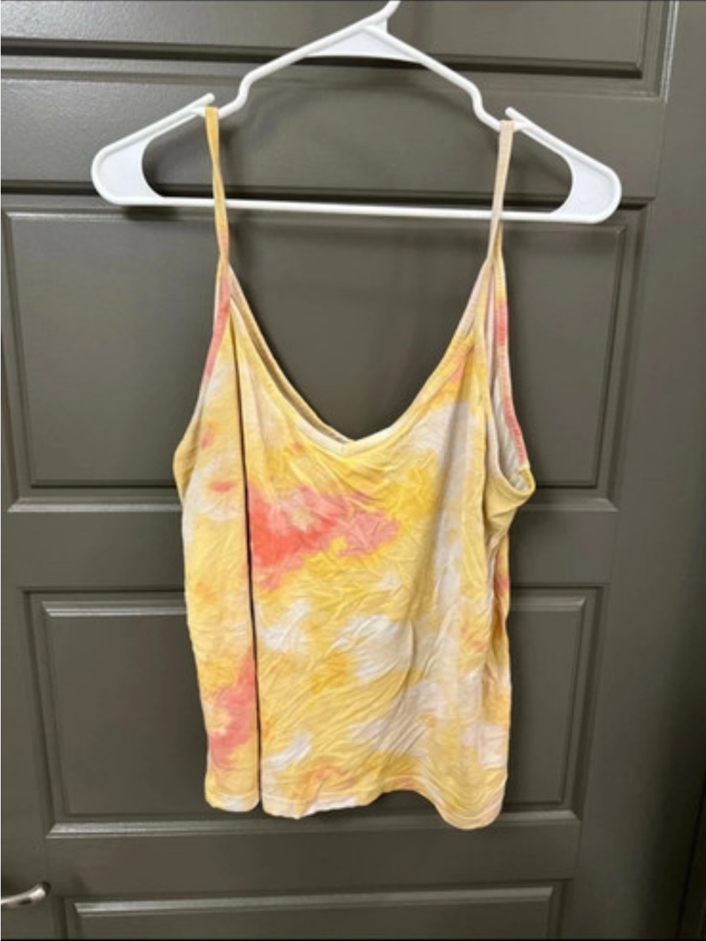 Old Navy Yellow & Coral Tie-Dye Spaghetti Strap Cami